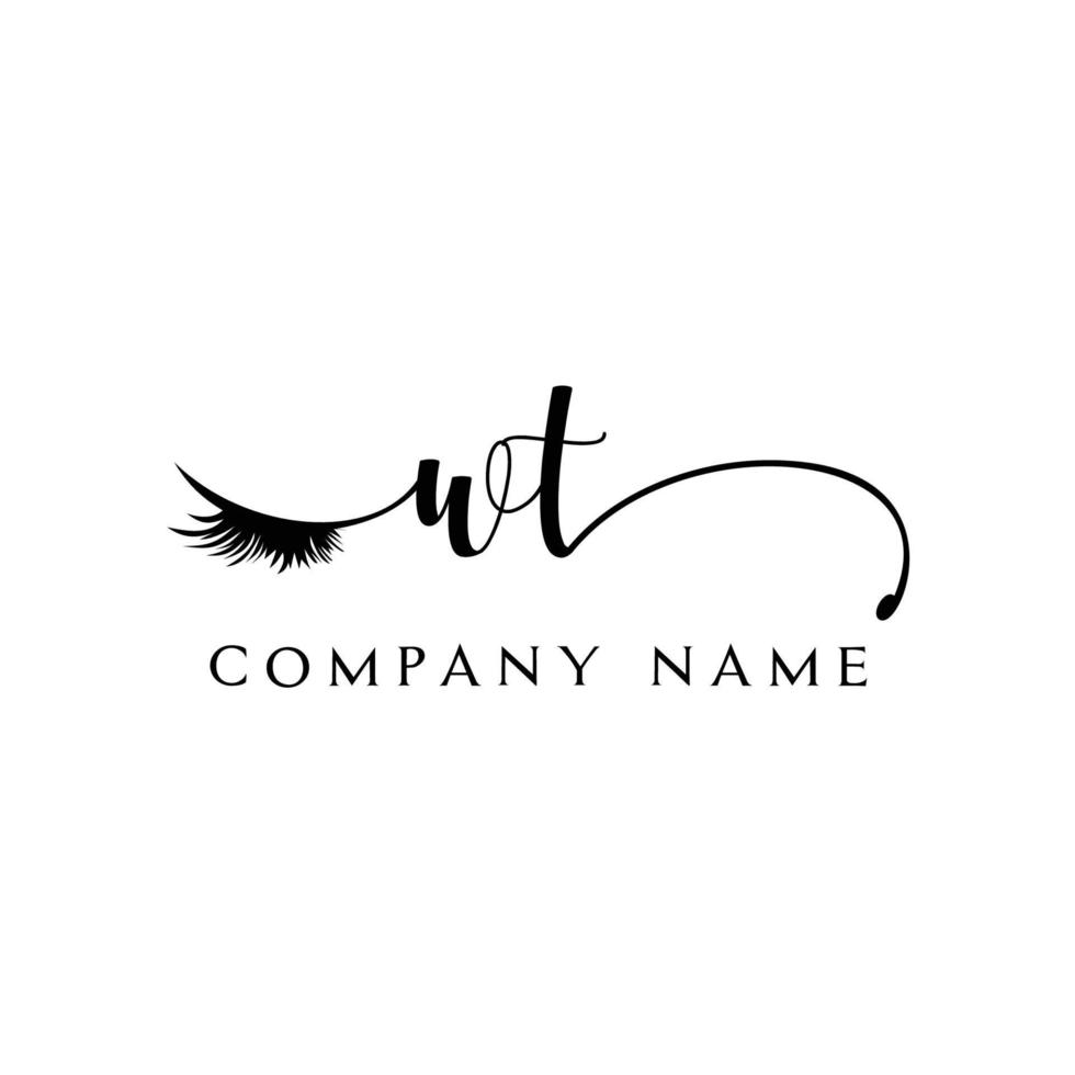 inicial wt logotipo caligrafia salão de beleza moda moderno carta de luxo vetor