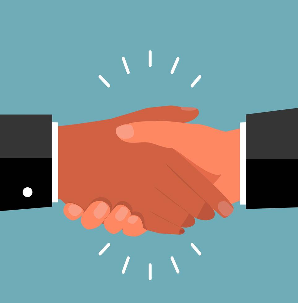 dois empresários apertando as mãos como um acordo vetor