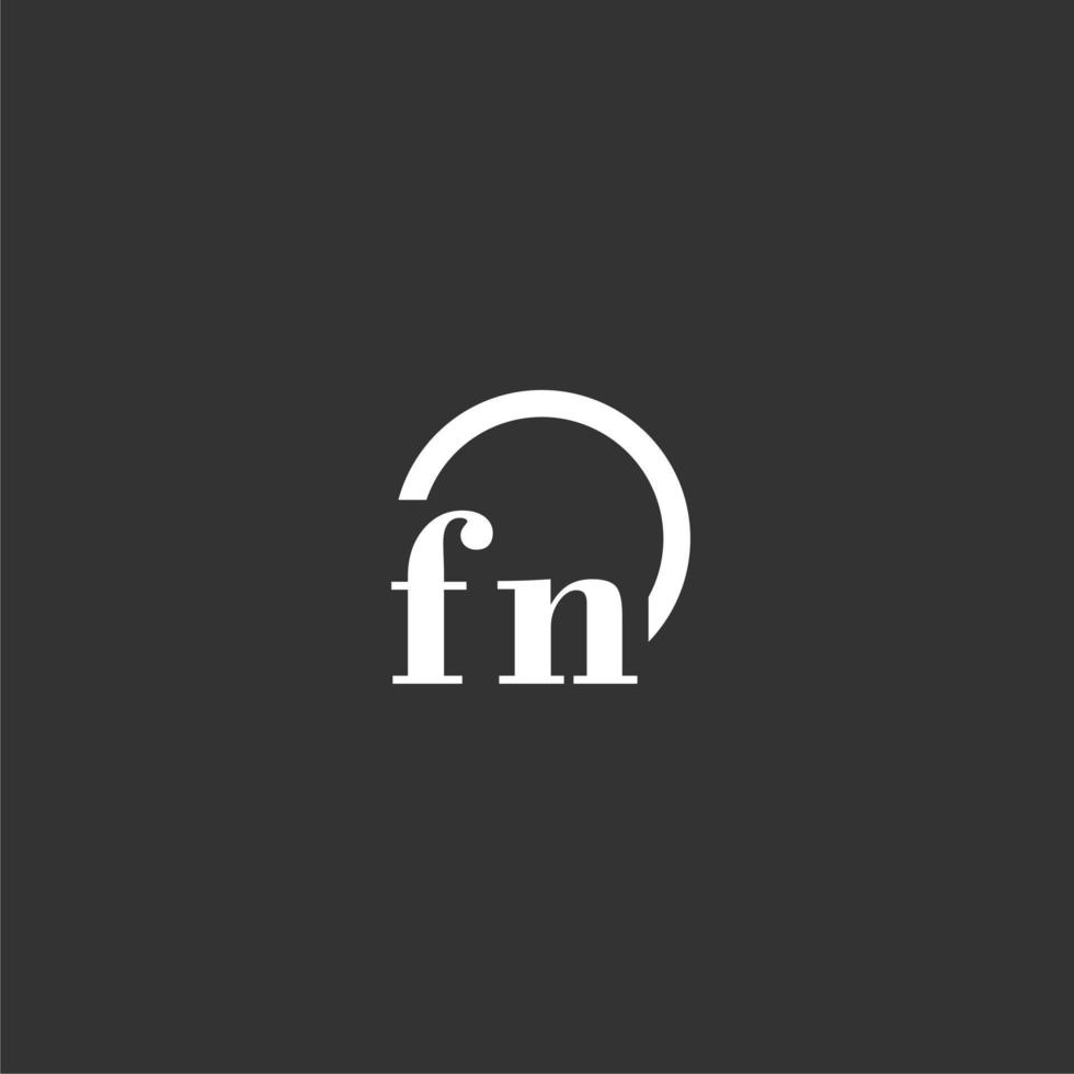 fn logotipo inicial do monograma com design de linha de círculo criativo vetor
