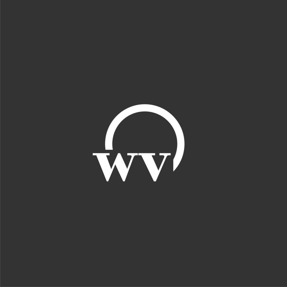 logotipo de monograma inicial wv com design de linha de círculo criativo vetor
