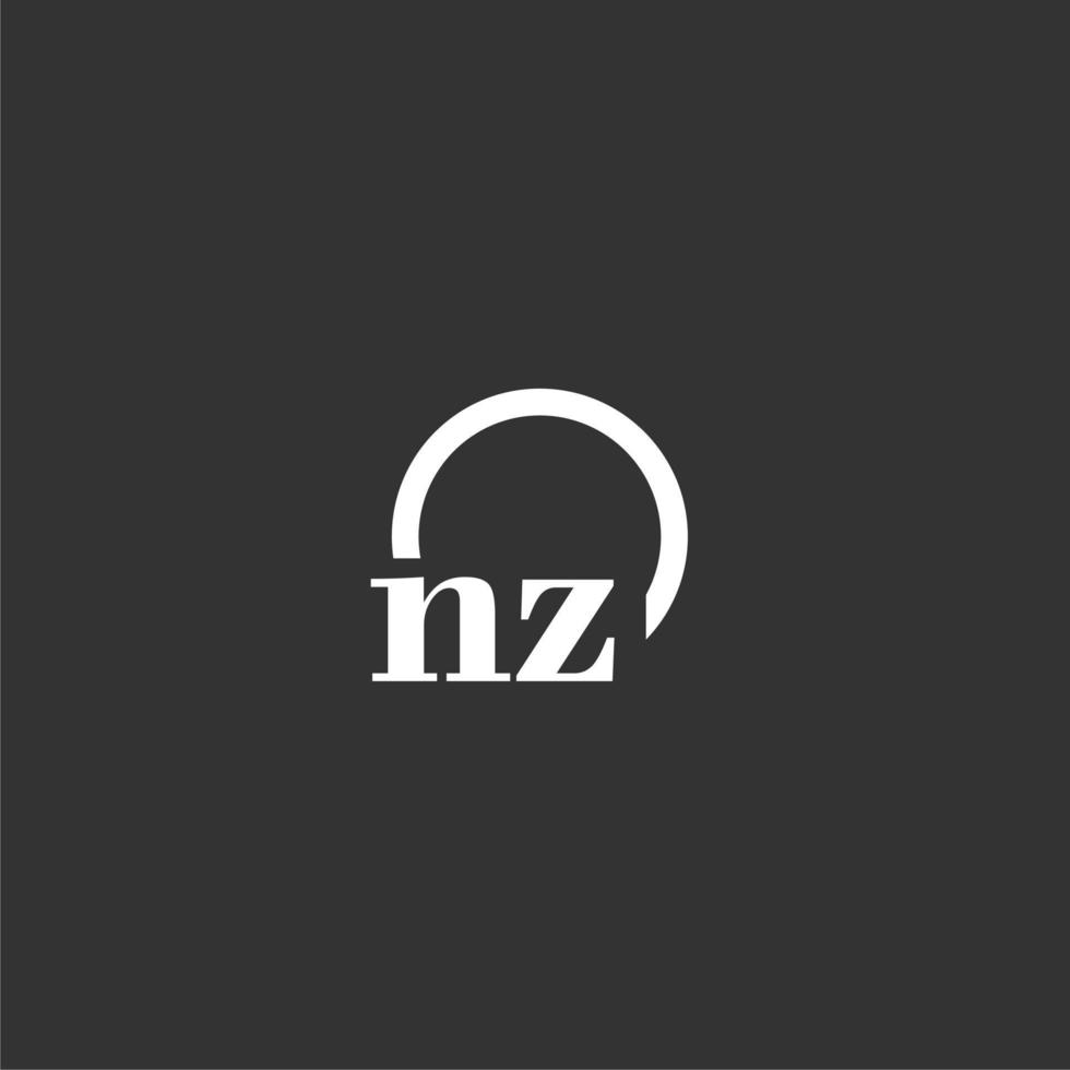 logotipo inicial do monograma nz com design de linha de círculo criativo vetor