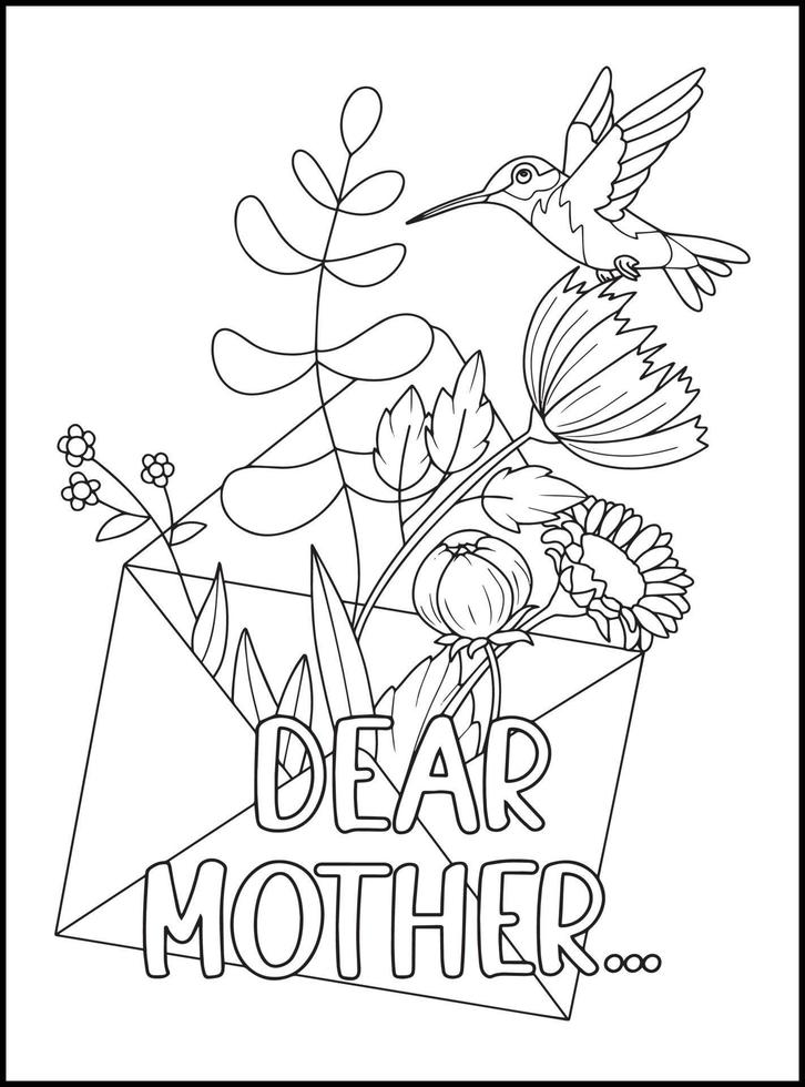 páginas para colorir adulto do dia das mães vetor