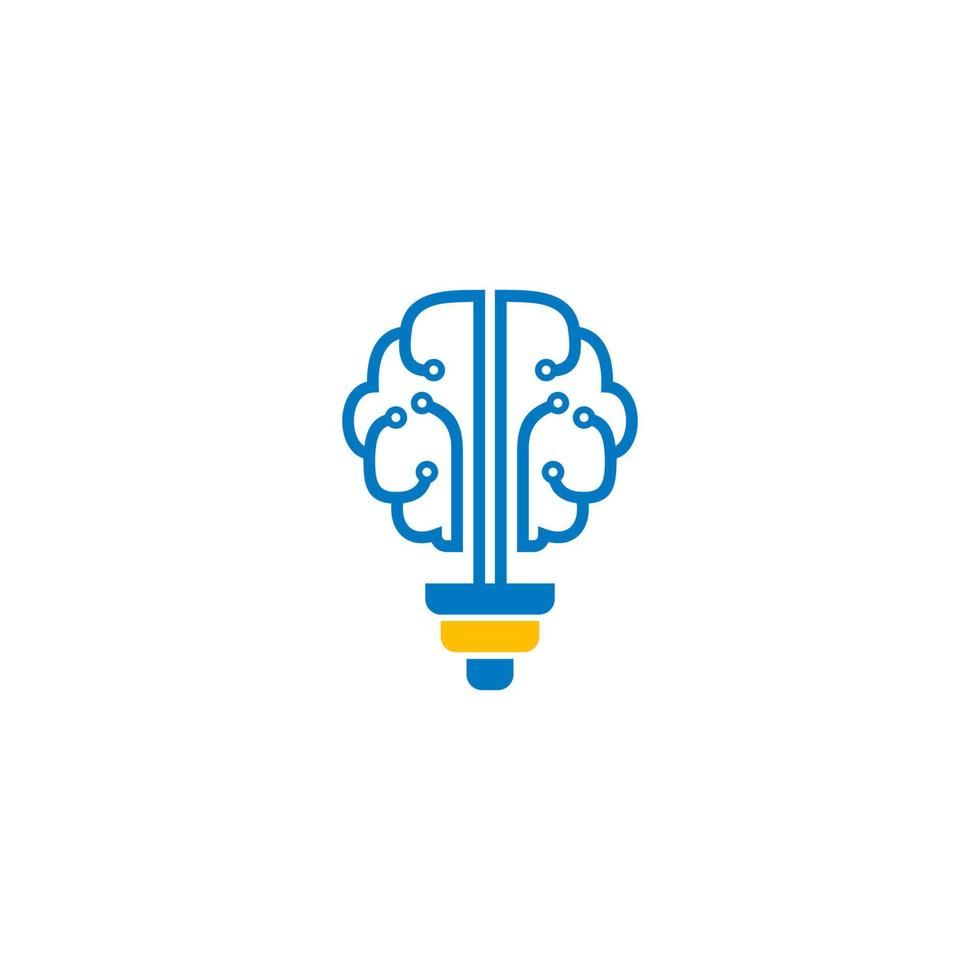 design de logotipo cerebral, lâmpada cerebral vetor