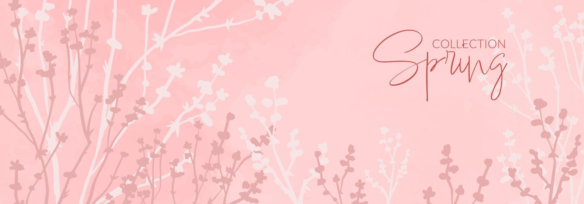 fundo rosa floral em aquarela de primavera. ilustração vetorial estética moderna. desenho de sakura vetor