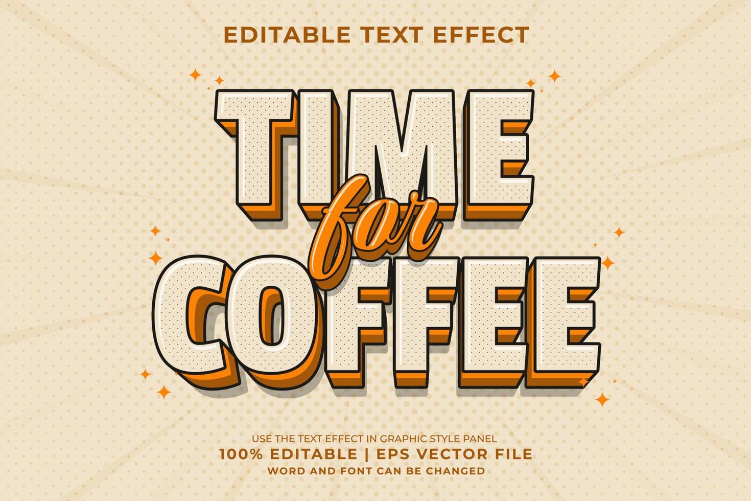 efeito de texto editável - hora do café modelo de desenho animado 3d vetor premium