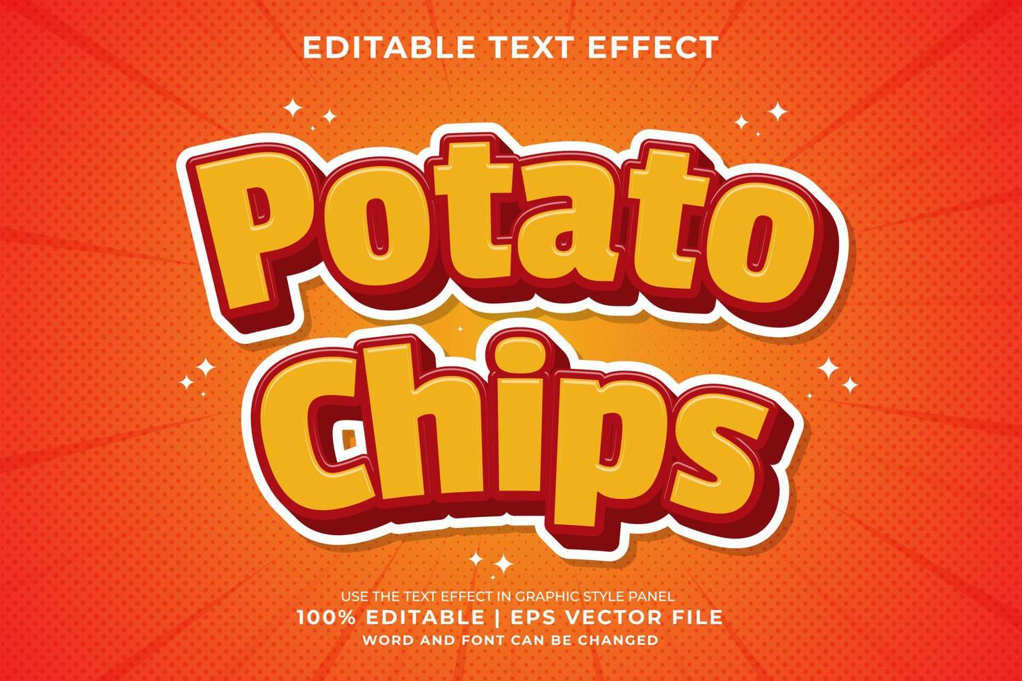 efeito de texto editável - vetor premium de estilo de modelo de desenho animado de batatas fritas