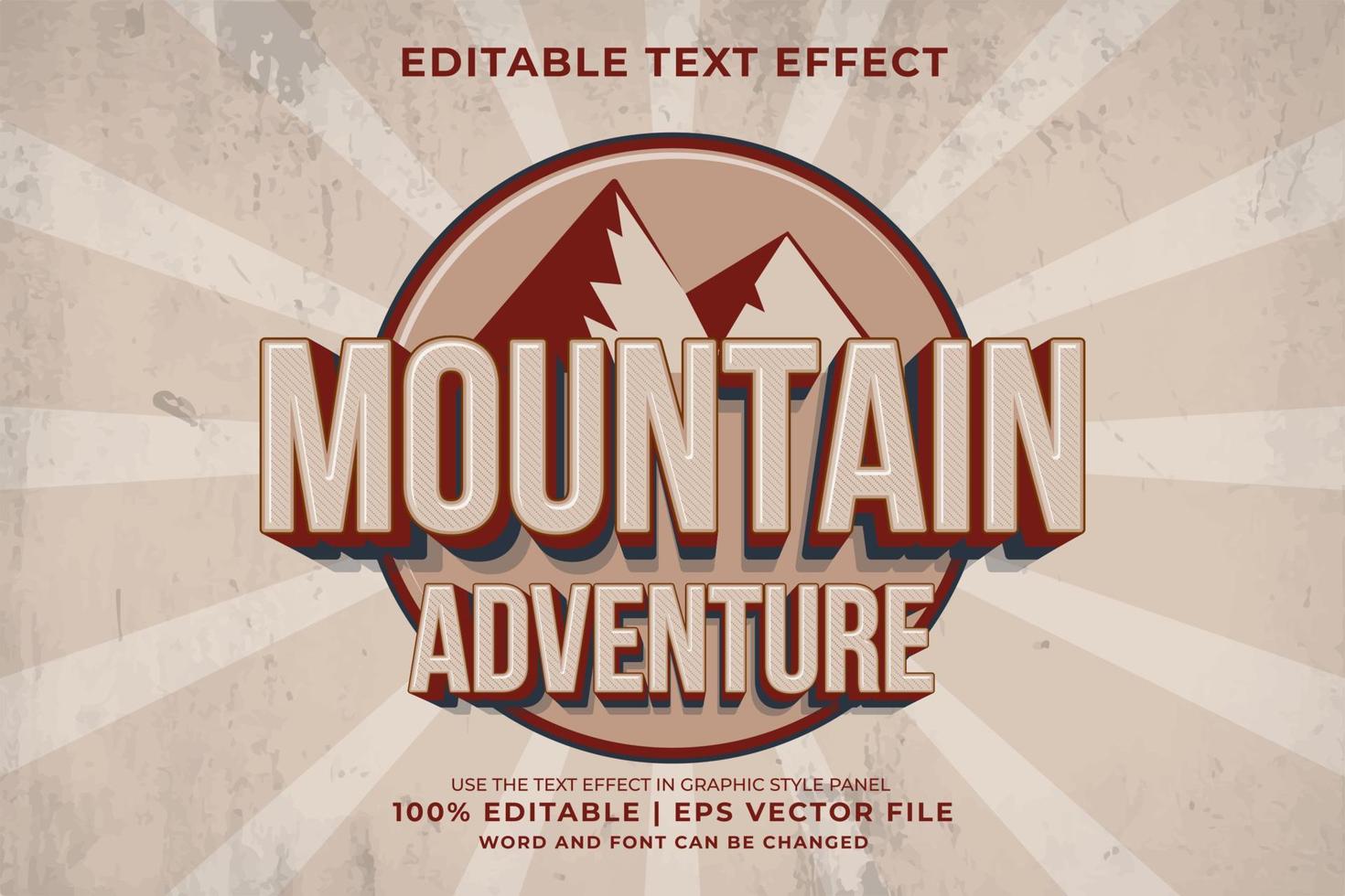 efeito de texto editável - estilo de modelo de logotipo retrô 3d de aventura na montanha vetor premium