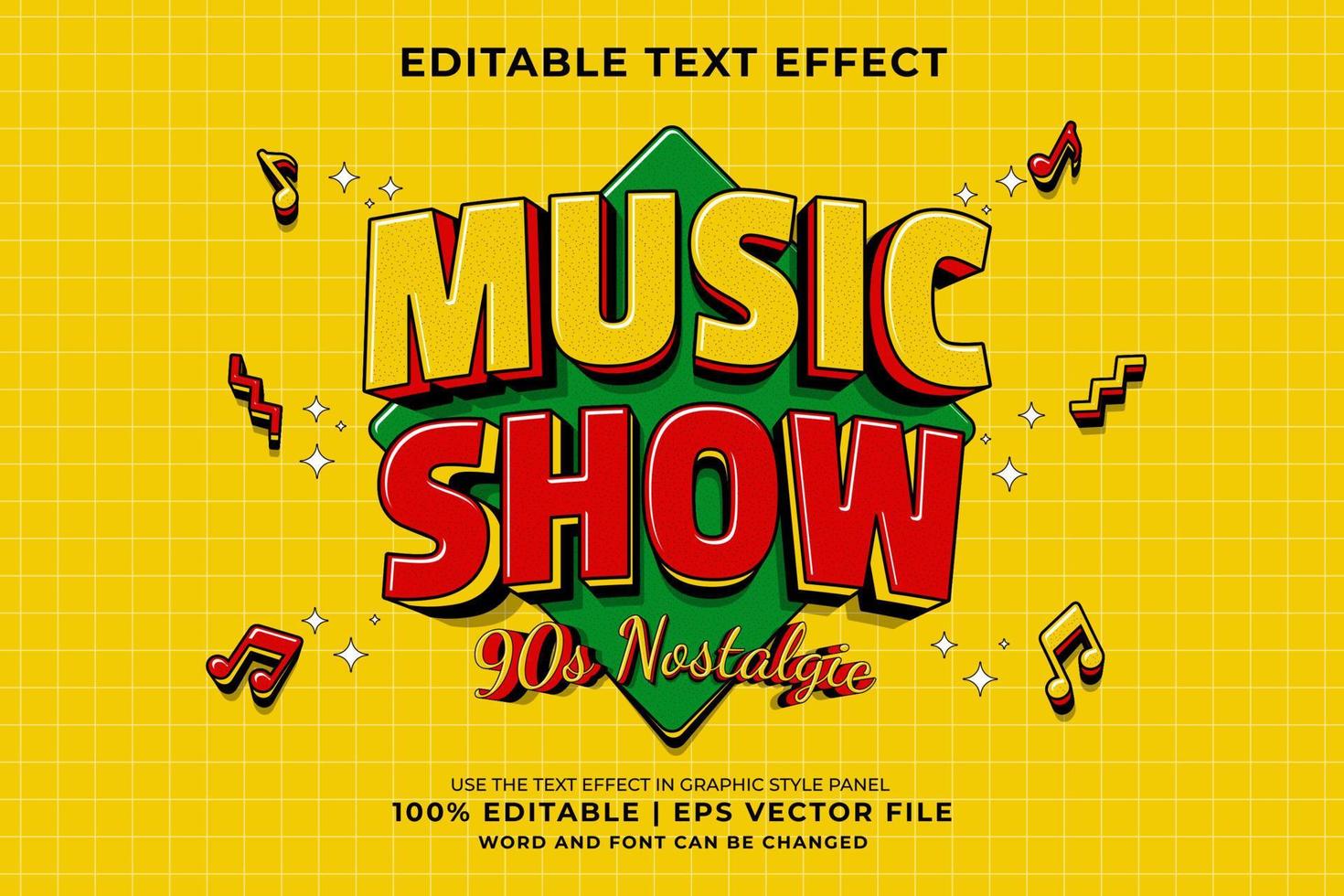 efeito de texto editável - show de música 3d modelo tradicional de desenho animado vetor premium