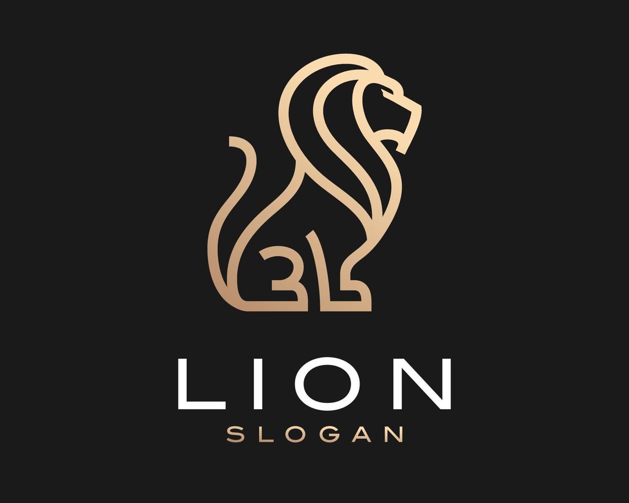 leão leo mane vida selvagem predador animal linha arte linear ouro luxo dourado design de logotipo de vetor elegante