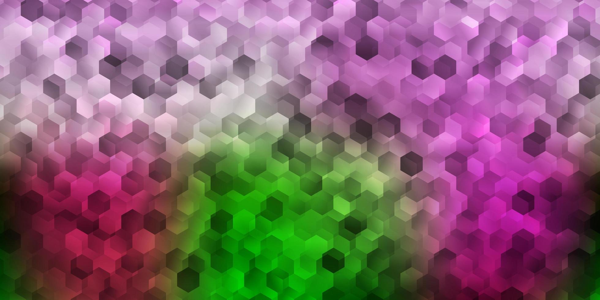 capa de vetor rosa claro verde com hexágonos simples.