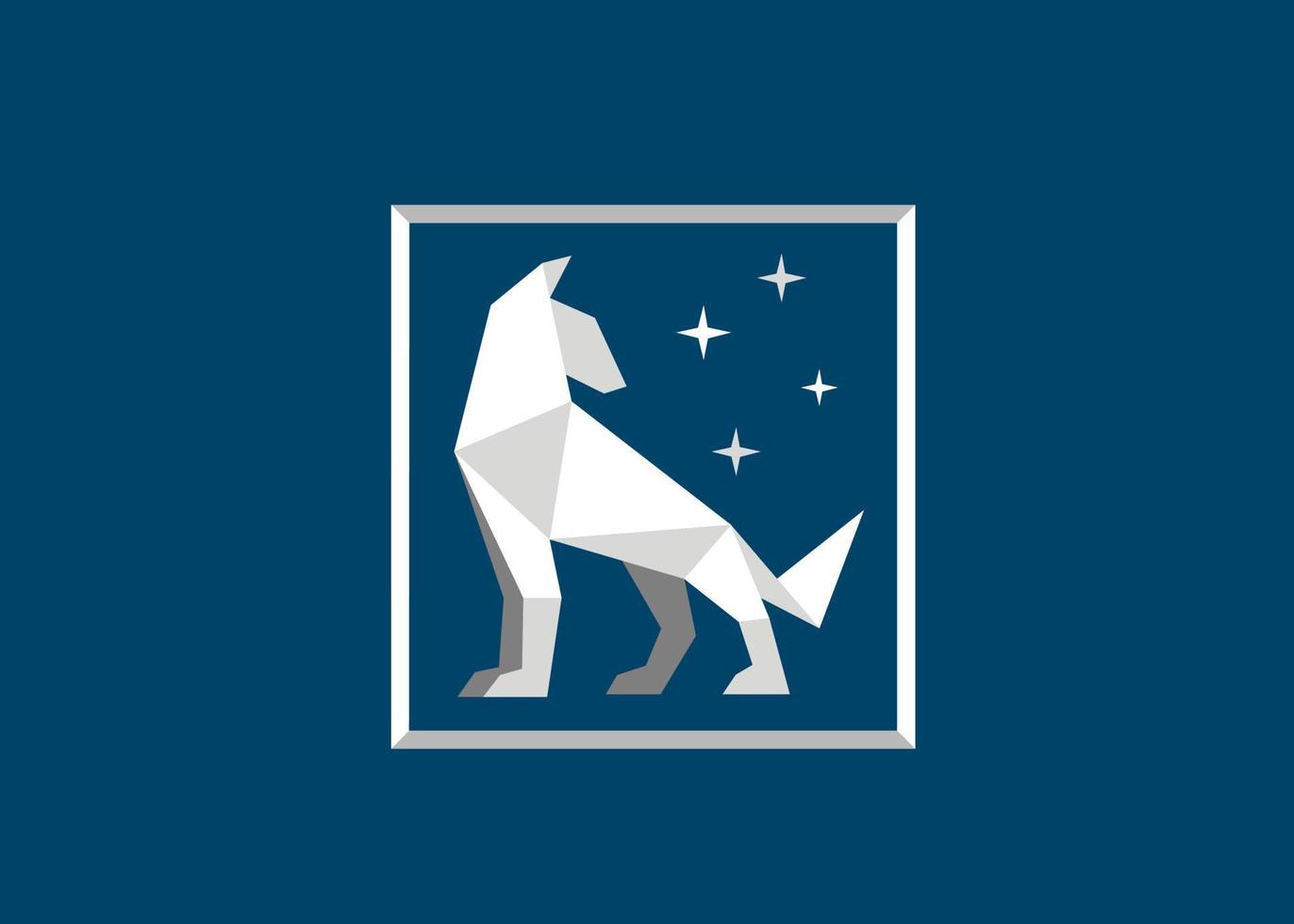 lobo e estrela no logotipo estilo origami vetor