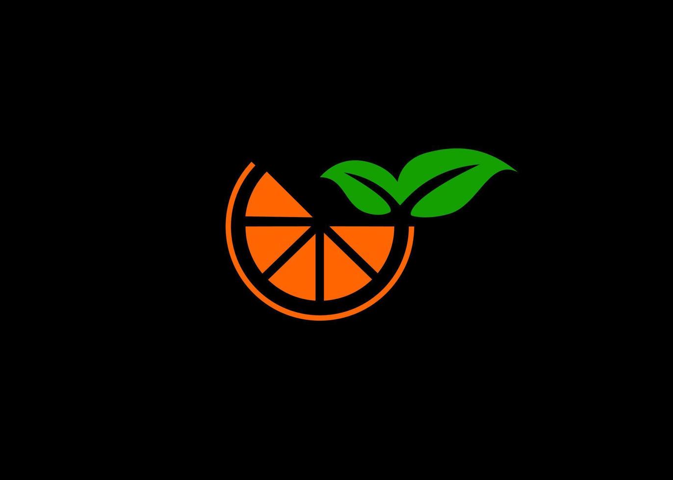 fruta laranja simples com logotipo de folhas, é bom para o seu suco, café ou empresa ou empresa de bebidas vetor