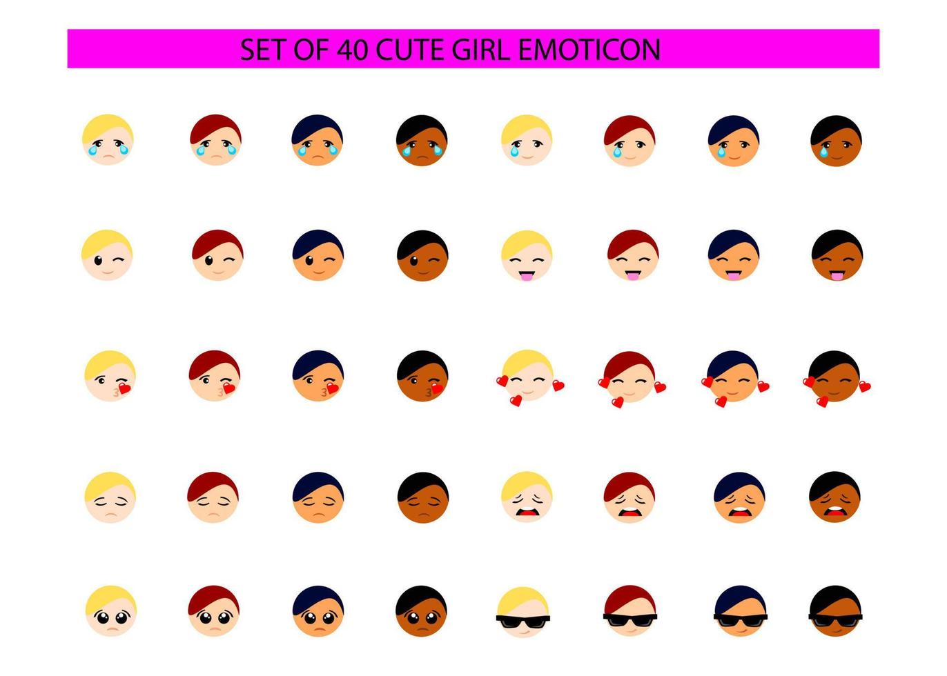 linda e simples emoticon de desenho animado emoji menina ou mulher