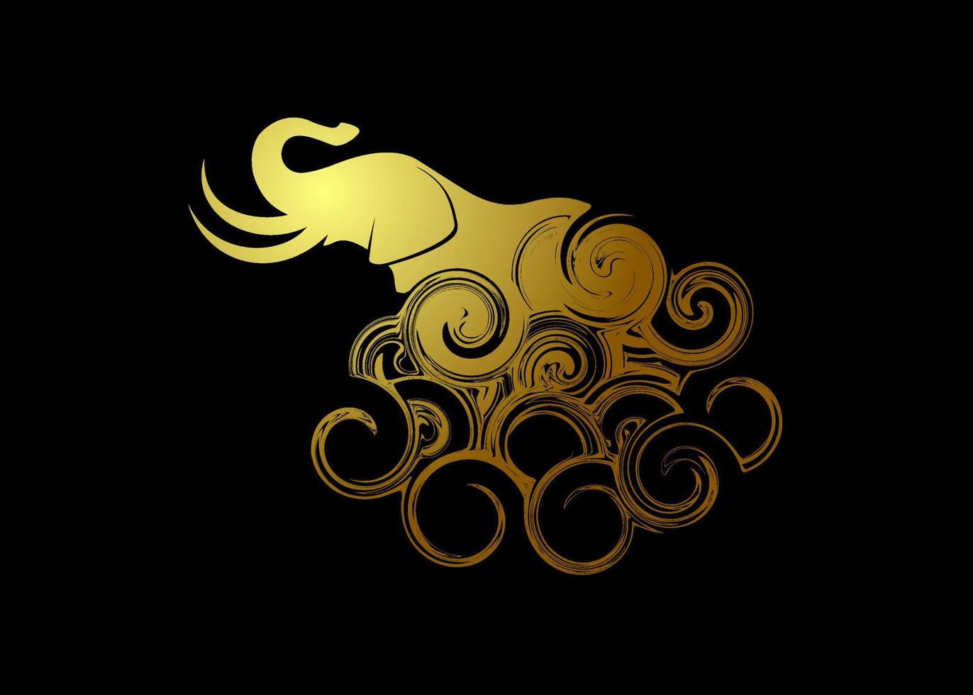 papel de parede de bela silhueta abstrata de elefante dourado em gradiente vetor