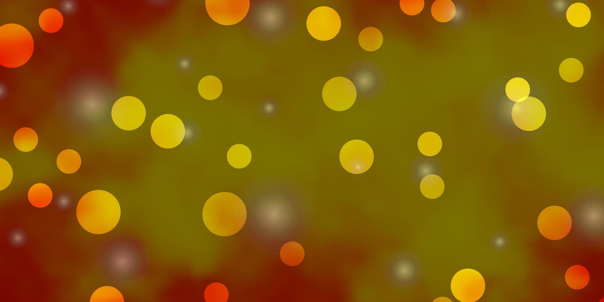 padrão de vetor laranja claro com círculos, estrelas.