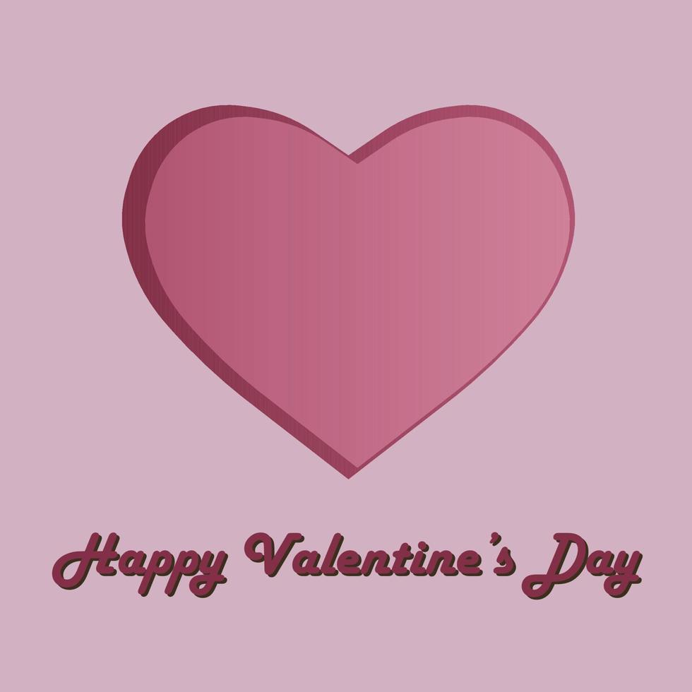 ilustração vetorial quadrada feliz dia dos namorados com imitação de recorte de papel em forma de coração em rosa empoeirado. adequado para cartões postais, modelos de mídia social etc. vetor