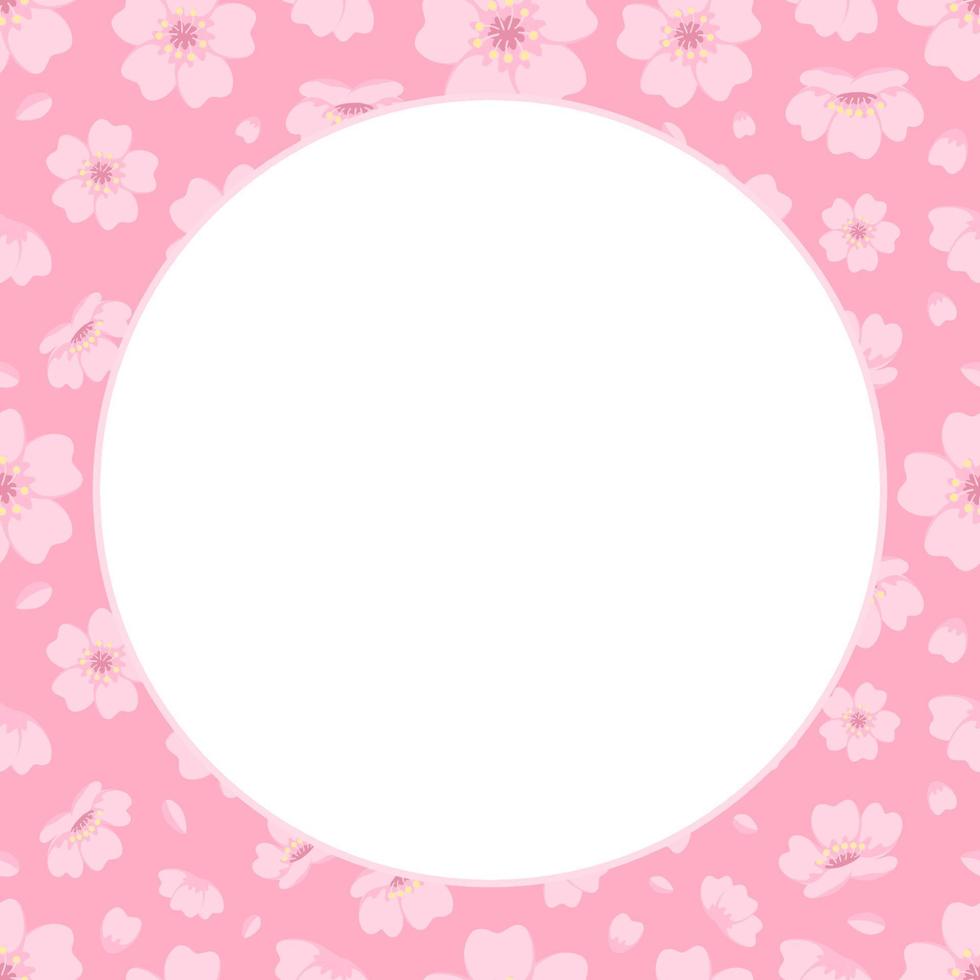 linda moldura redonda de flor de cerejeira sakura vetor