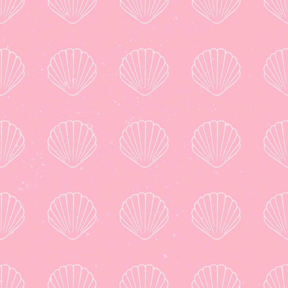 molusco rosa conchas sem costura padrão ilustração vetorial de fundo. papéis de parede de vida marinha aquática vetor