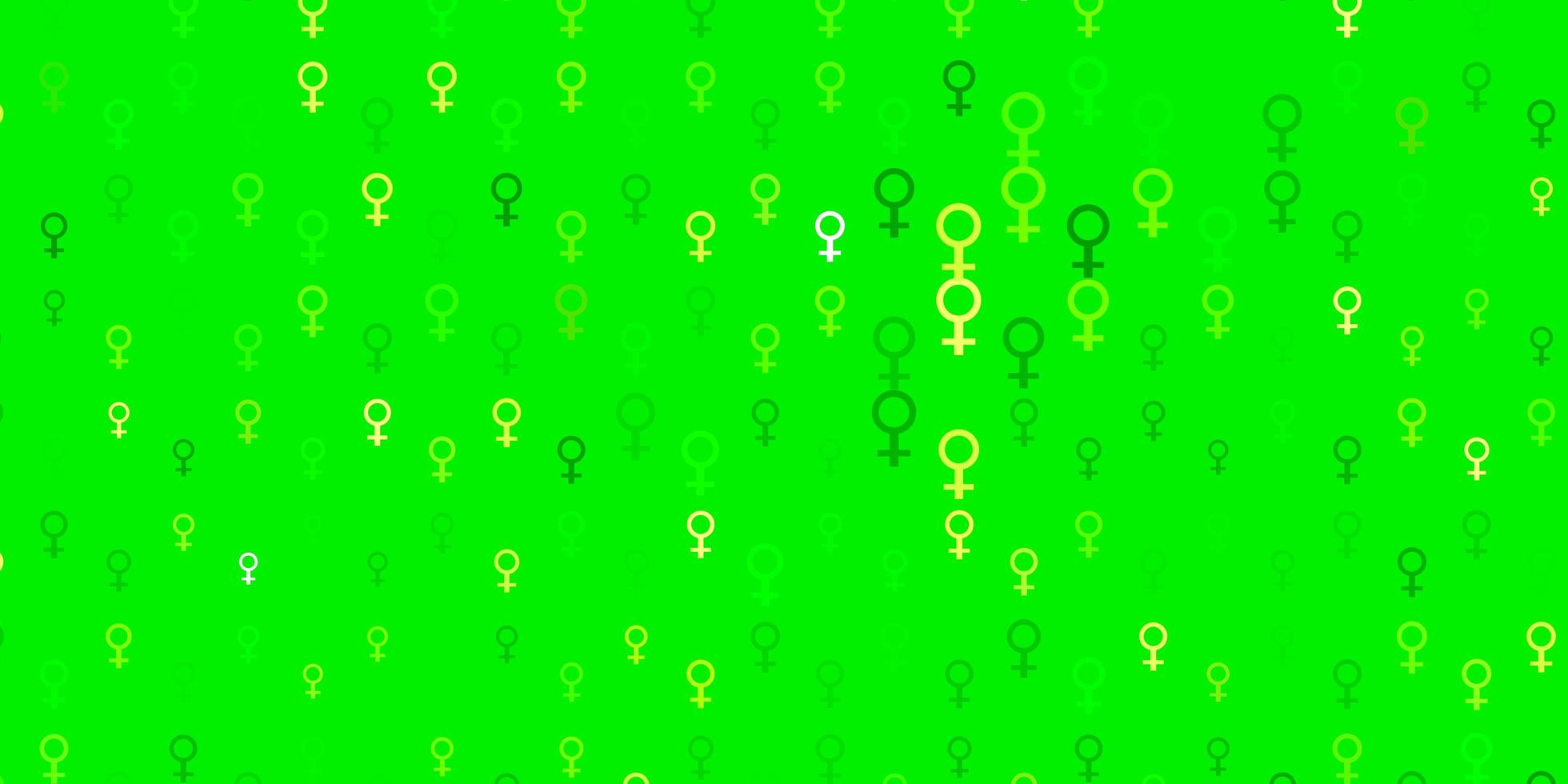 fundo vector verde e amarelo claro com símbolos de mulher.