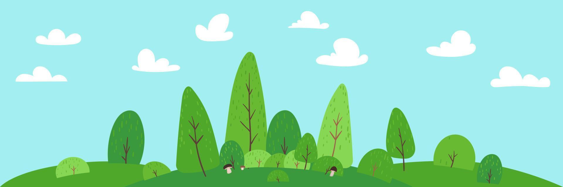 Uma bela floresta de natureza rural uma ilustração em um estilo de