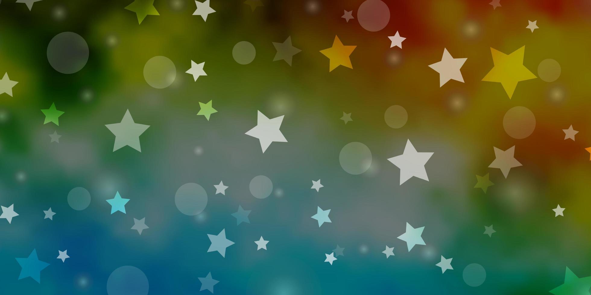 fundo vector azul claro, verde com círculos, estrelas