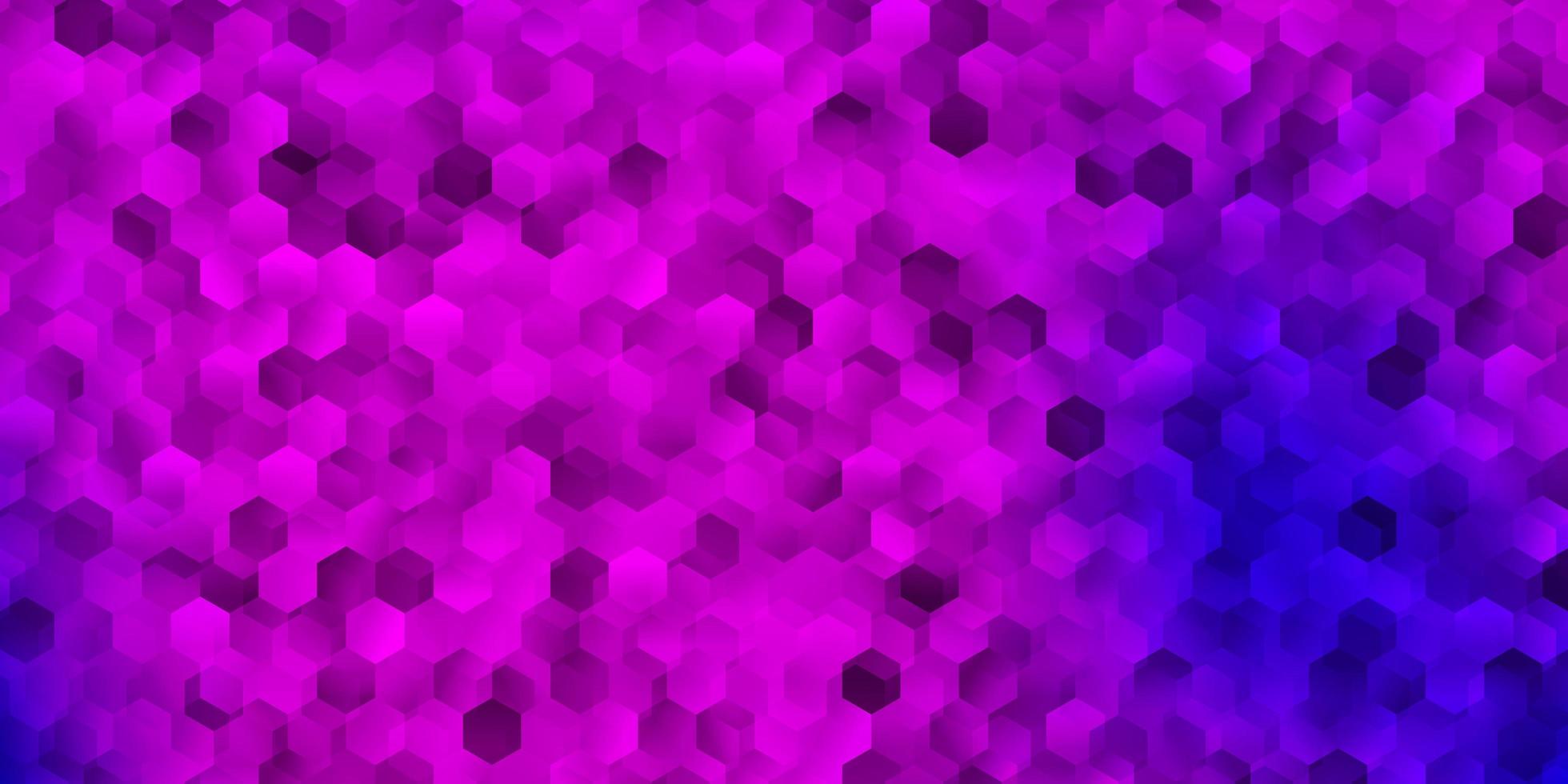 layout de vetor roxo claro, rosa com formas de hexágonos.