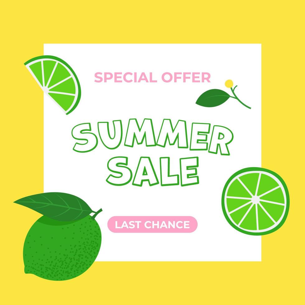 banner de venda de verão com ilima - conceito de última chance. ilustração vetorial em estilo simples vetor