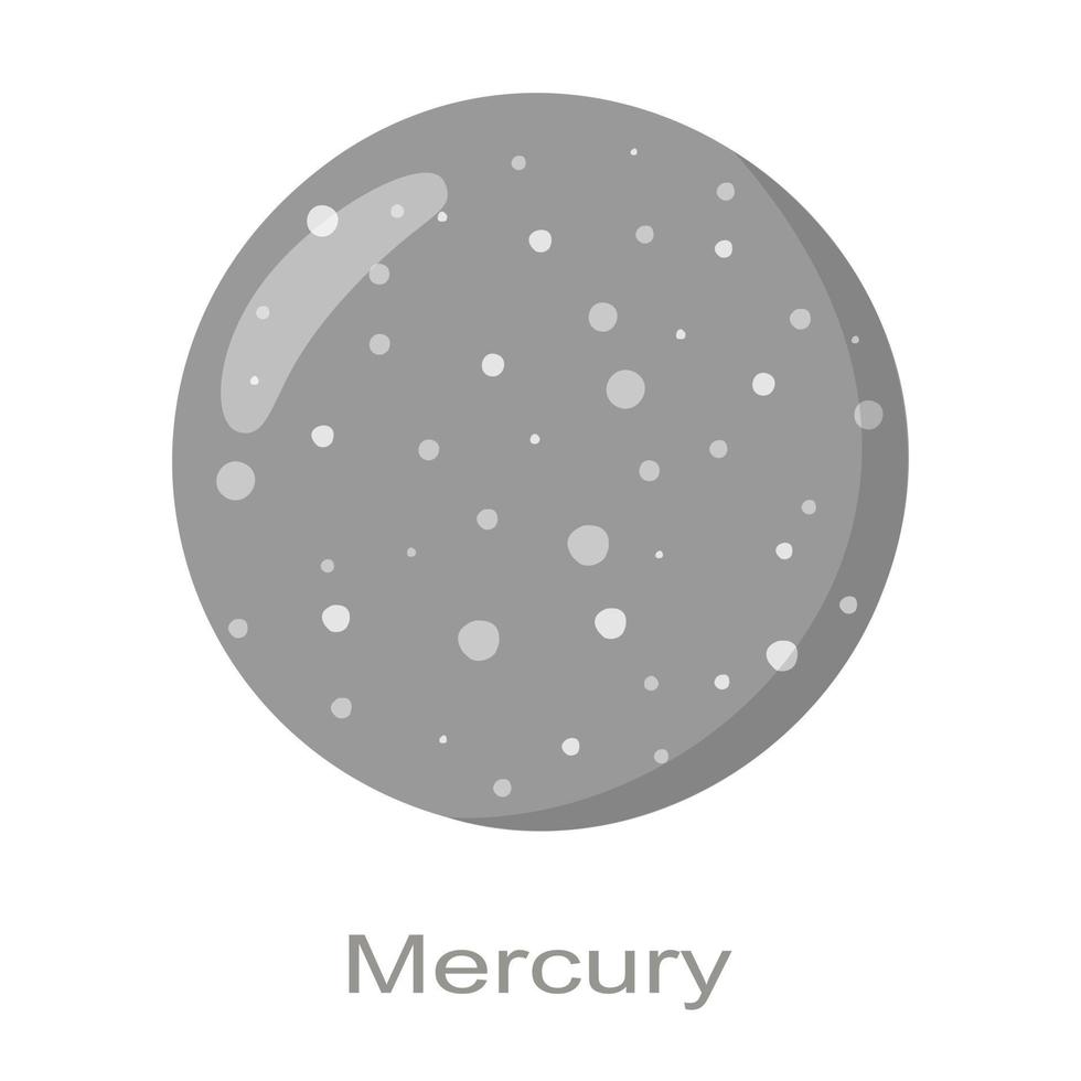 ícone do planeta mercúrio com nome. menor planeta do sistema solar. cor verdadeira. elemento do universo vetor