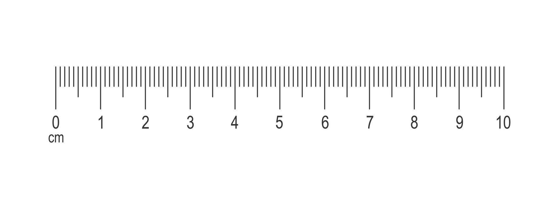 tabela de medidas horizontal com marcação de 10 centímetros. escala da régua com números. matemática de medição de distância, altura ou comprimento ou ferramenta de costura vetor