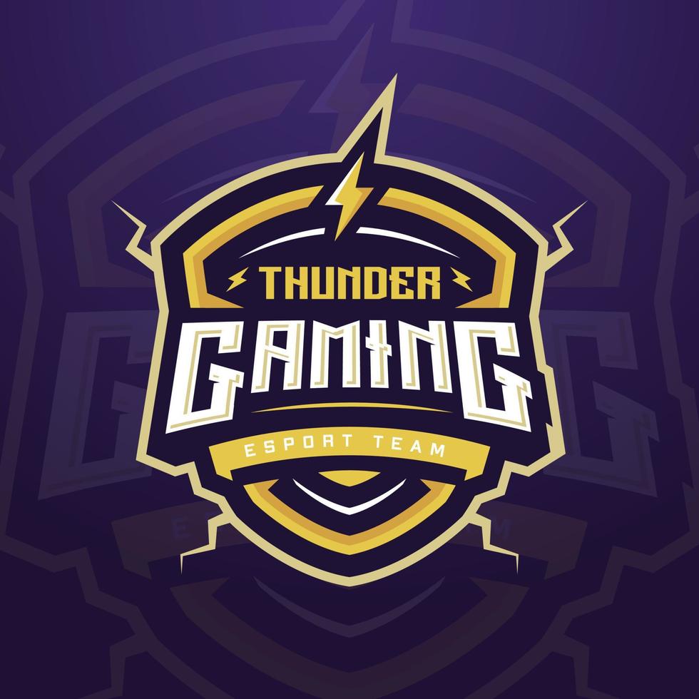 modelo de logotipo de esports de jogos de trovão para torneio de jogos ou mídia social vetor