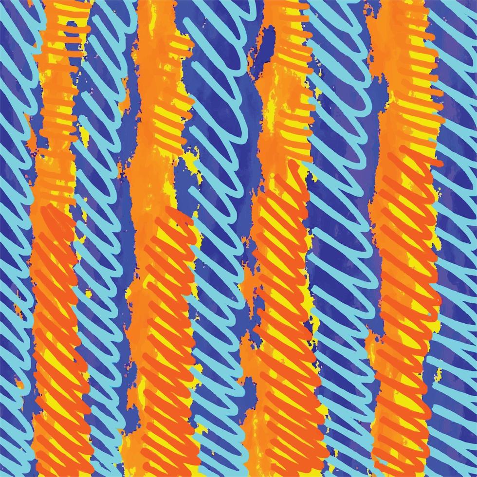 colorido e ousado laranja, amarelo e azul de fundo vetorial de traçado de pincel sujo isolado no modelo quadrado para modelo de mídia social, cachecol, têxtil e impressão de papel, pôster, brochura. vetor