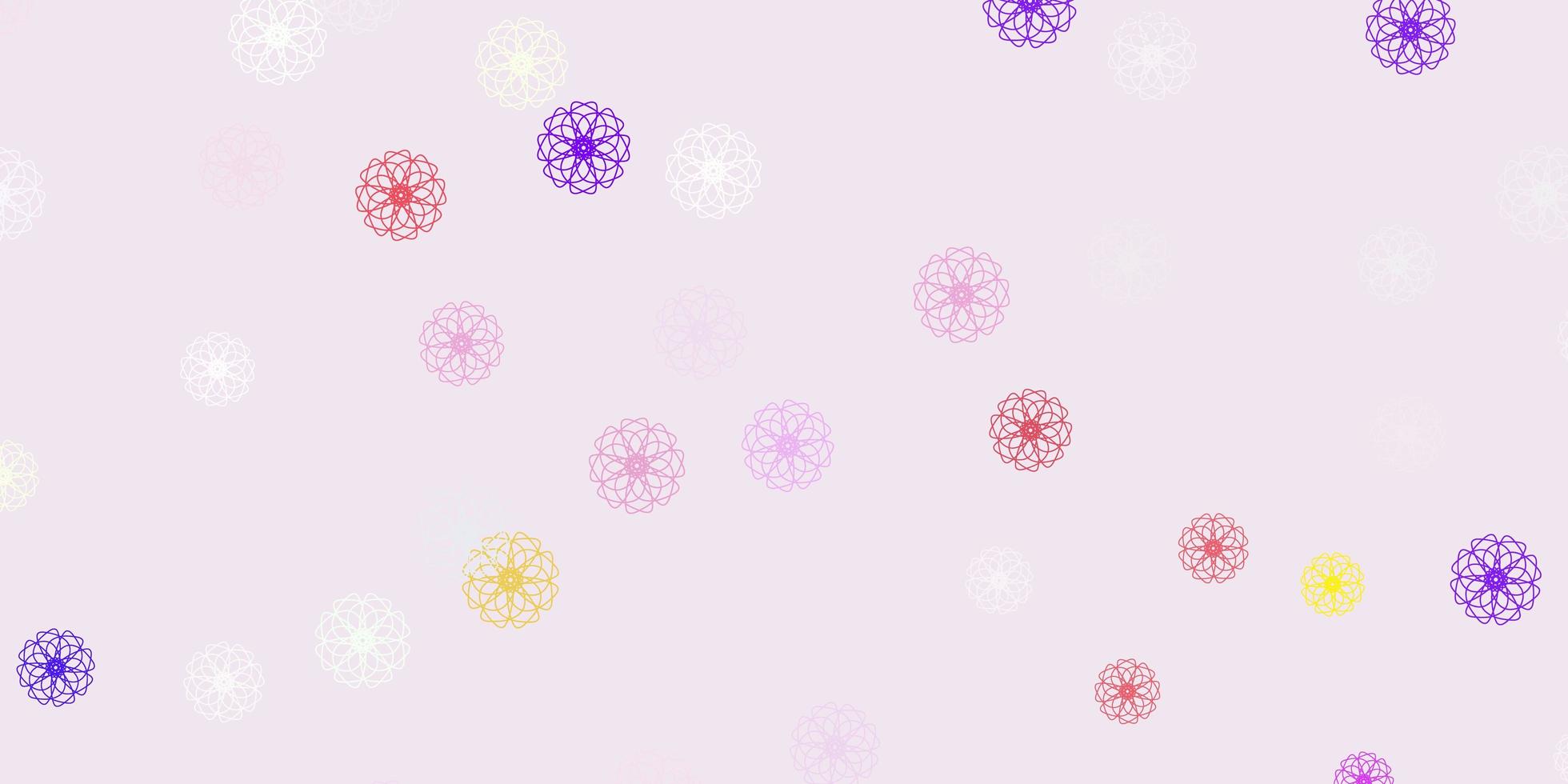 luz multicolor vetor doodle fundo com flores.