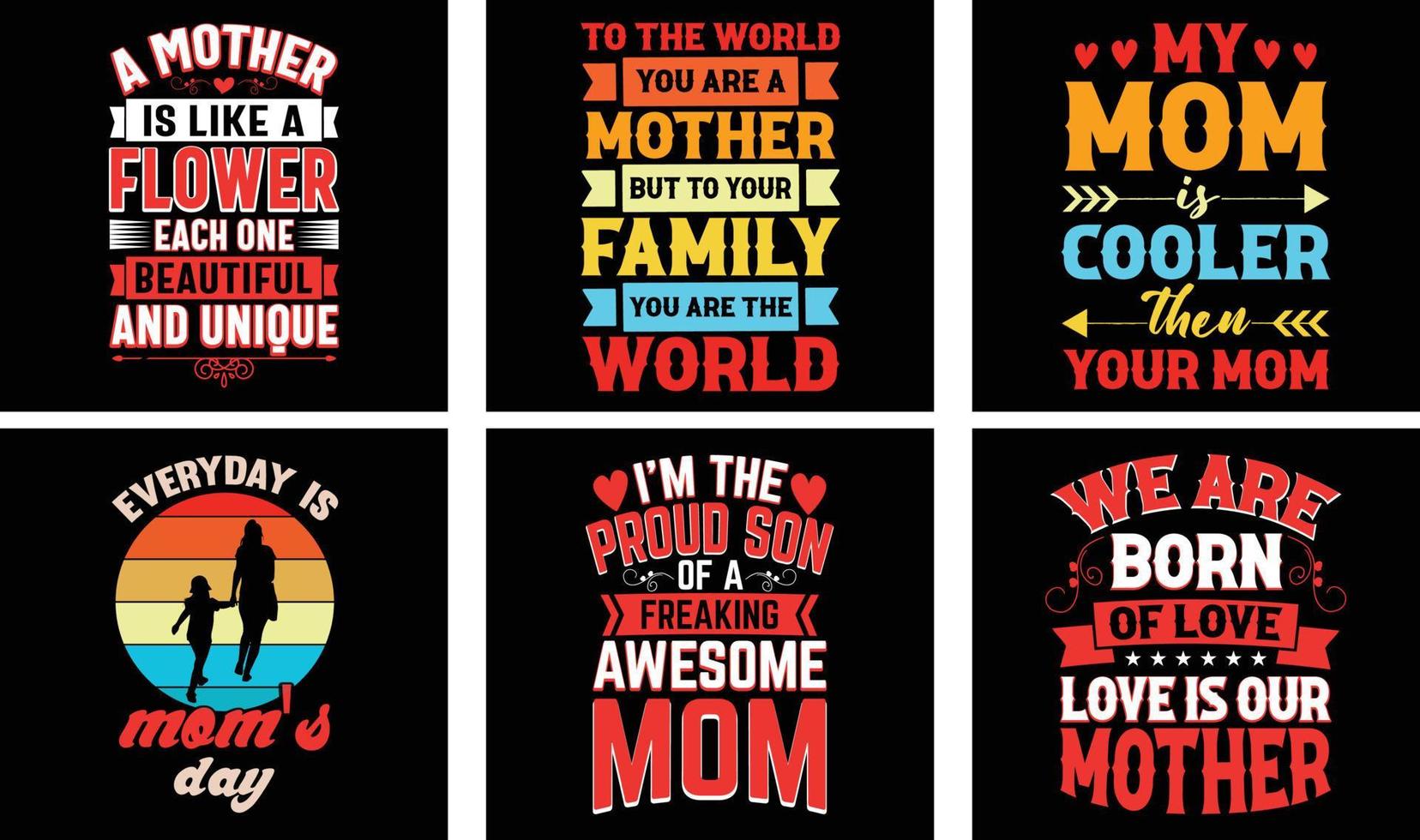 design de camiseta de mãe. pacote de design de camiseta do dia das mães. design de t-shirt de mãe de tipografia. vetor