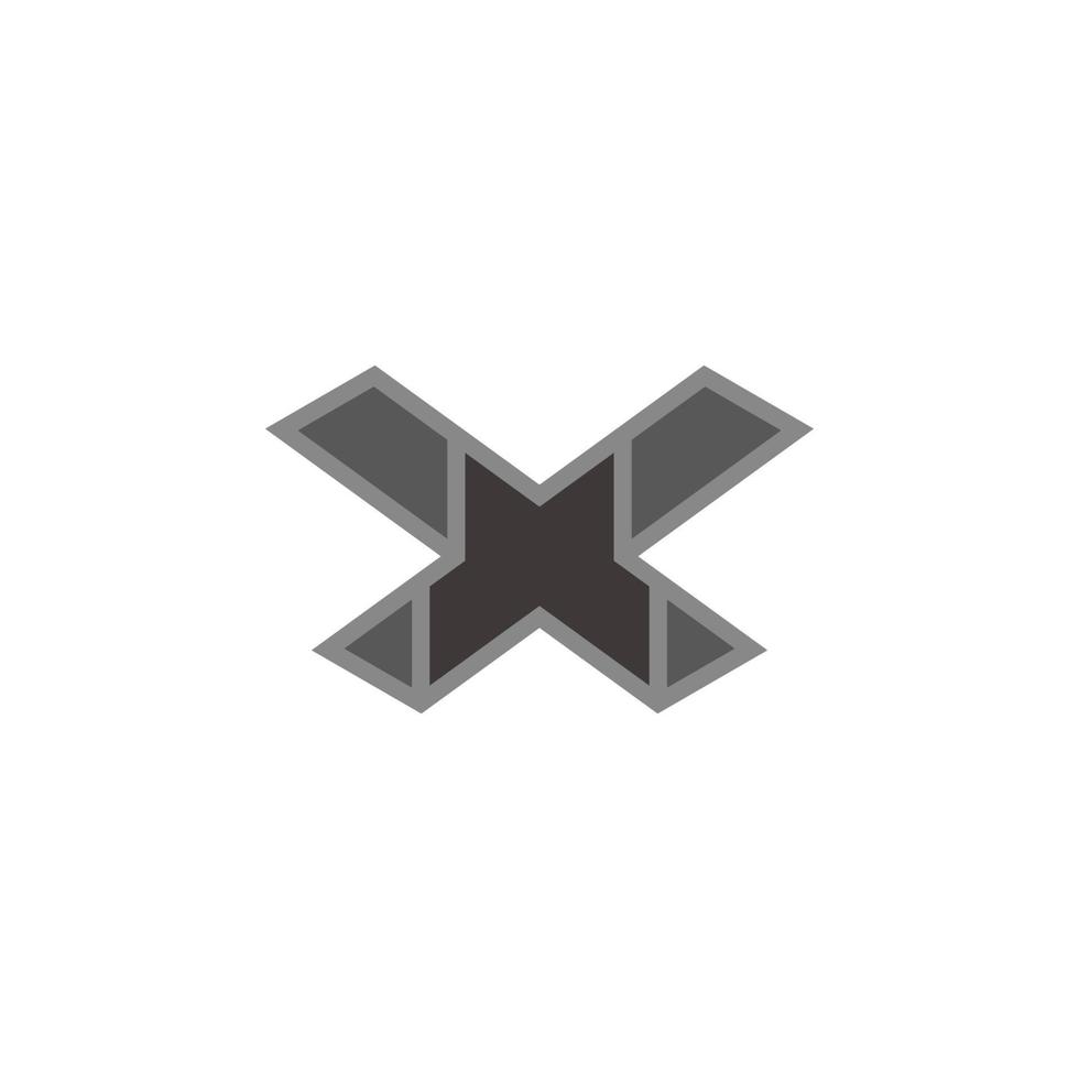 letra x up design contorno geométrico 3d vetor de logotipo plano