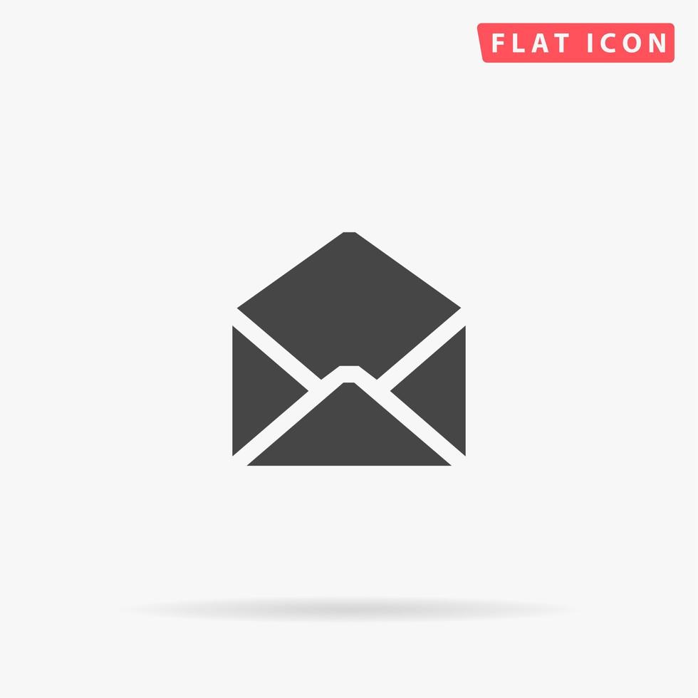 correio envelope. símbolo liso preto simples com sombra no fundo branco. pictograma de ilustração vetorial vetor