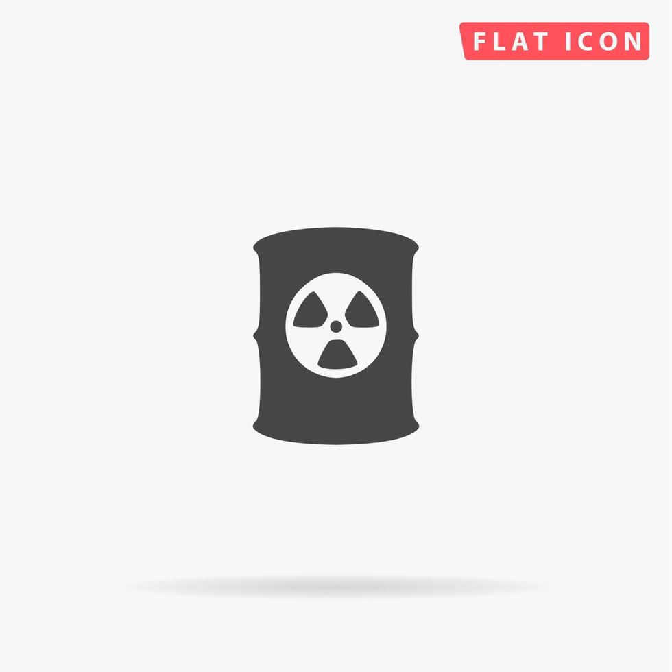 recipiente com resíduos radioativos. símbolo liso preto simples com sombra no fundo branco. pictograma de ilustração vetorial vetor