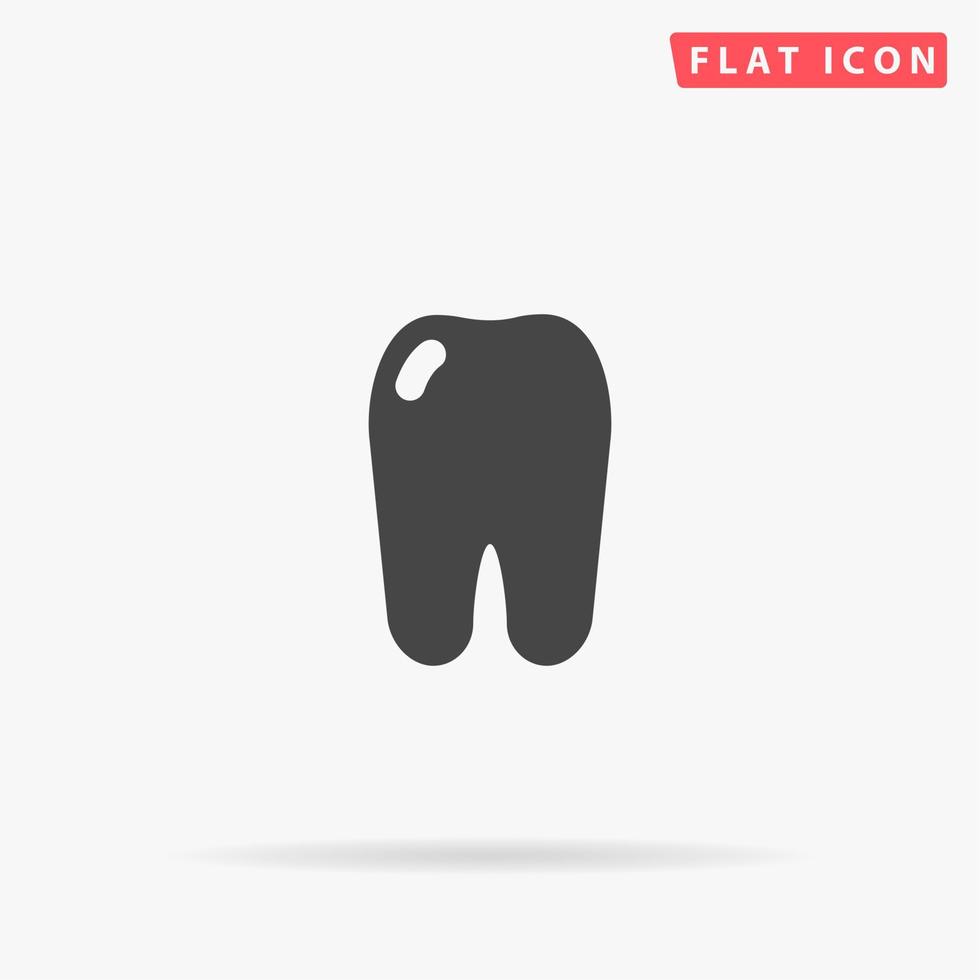 dente simples. símbolo liso preto simples com sombra no fundo branco. pictograma de ilustração vetorial vetor