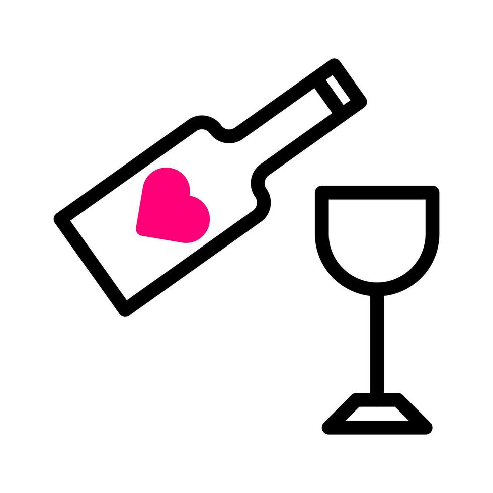 ícone do vinho duotônico estilo preto vermelho ilustração dos namorados elemento vetorial e símbolo perfeito. vetor