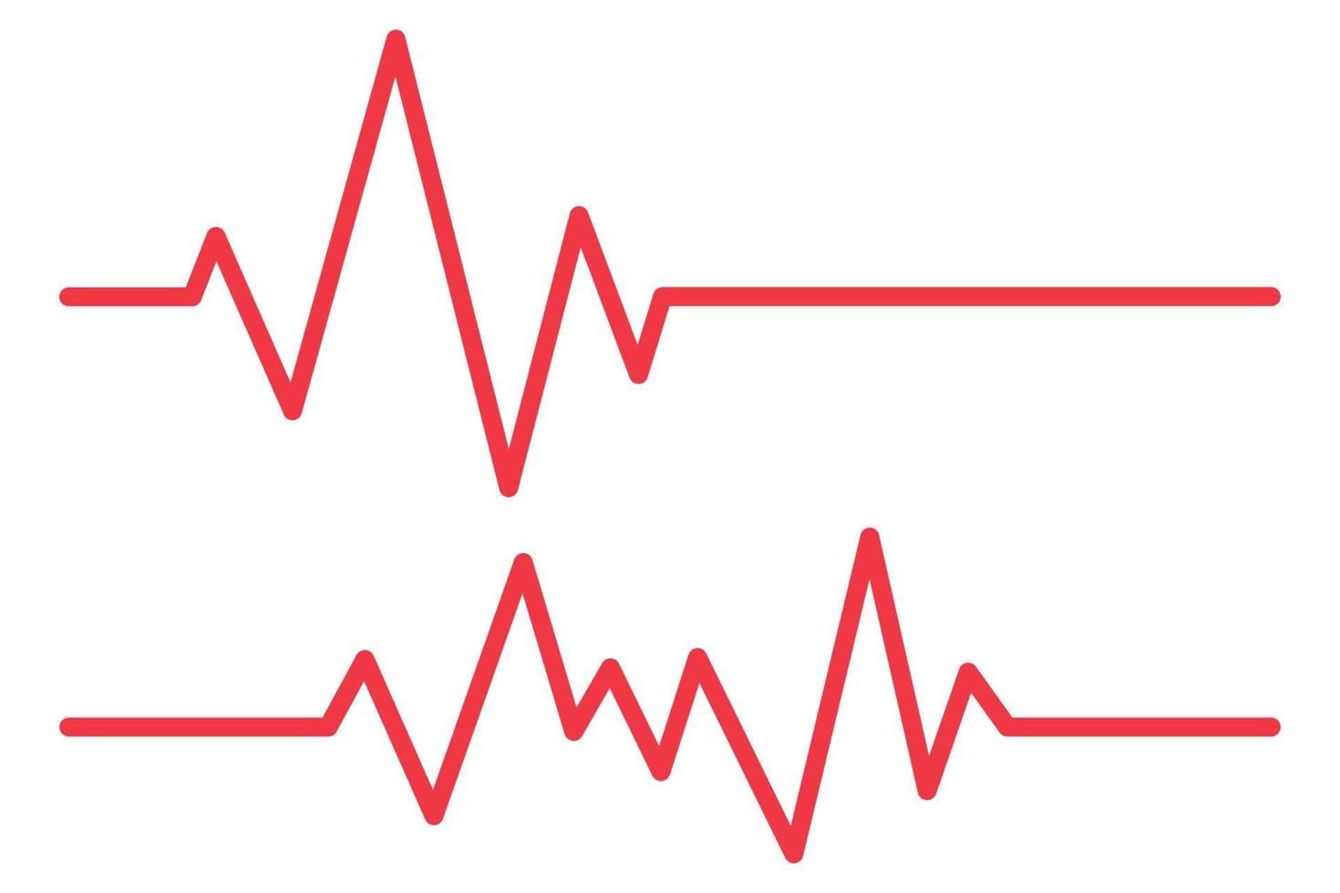 conjunto de dois batimentos cardíacos de linha de ecg vetor