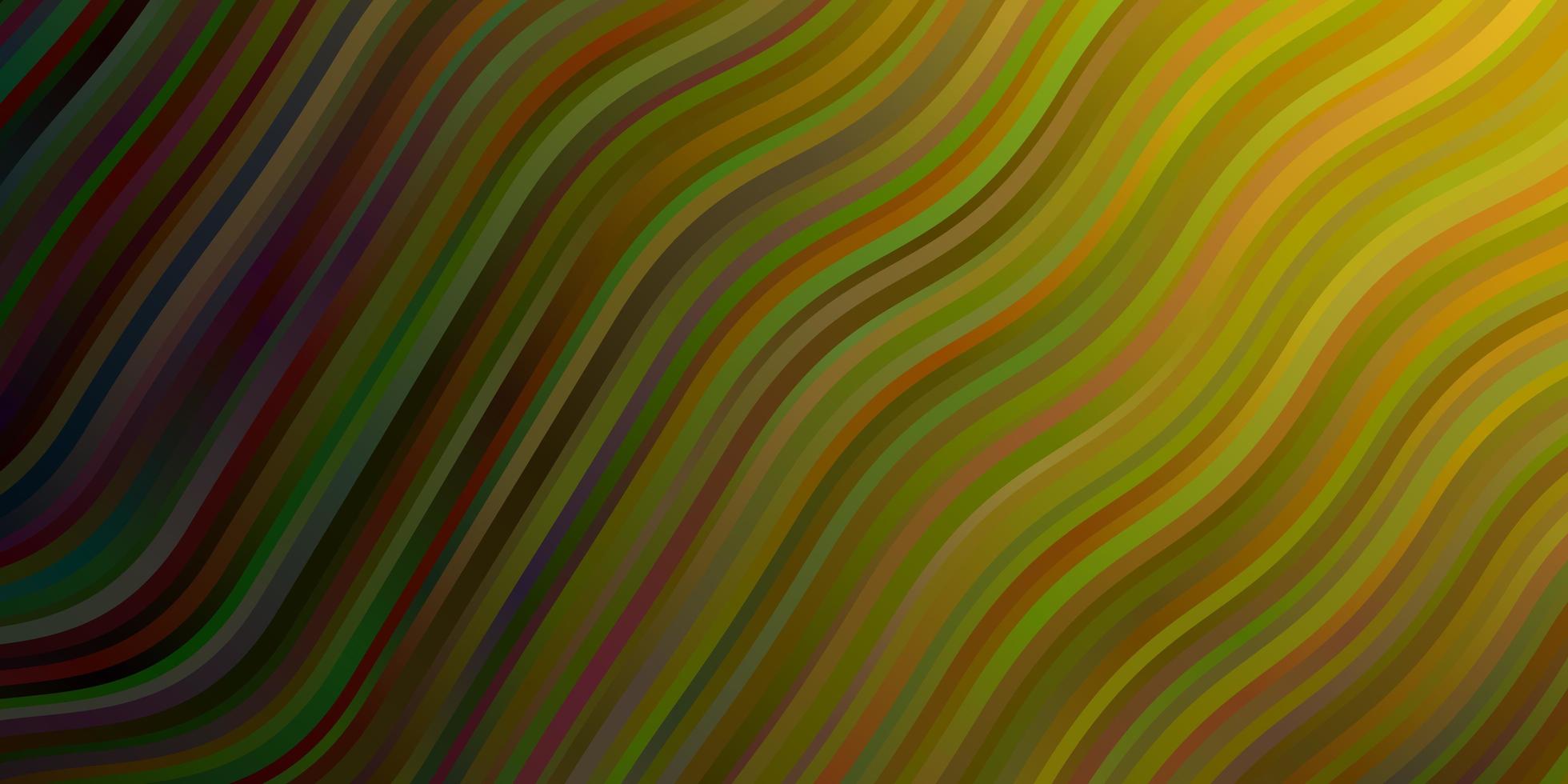 pano de fundo vector verde e amarelo escuro com linhas dobradas.