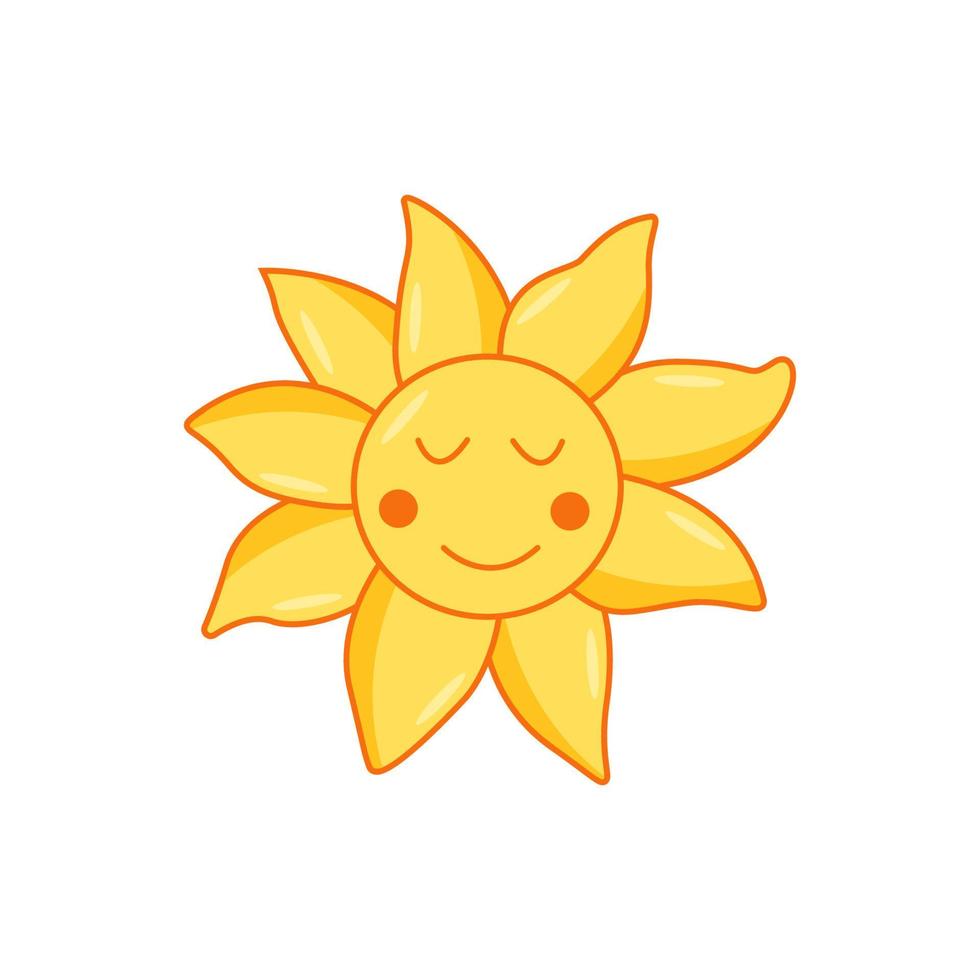 ilustração de doodle de vetor de ícone de rosto de sol. um símbolo da vida, um conceito de primavera e calor.