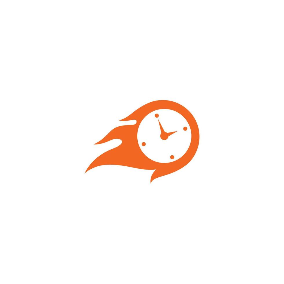 design de logotipo de relógio de fogo vetor