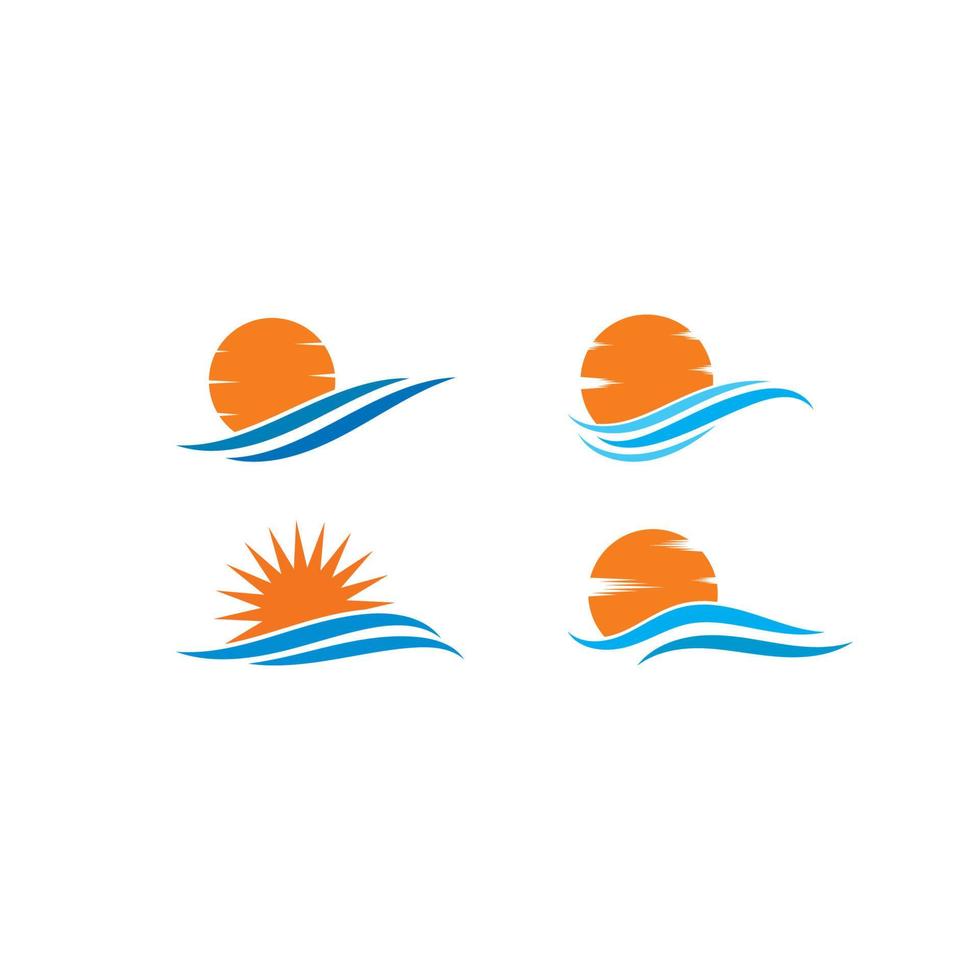 logotipo do sol com ilustração vetorial de ícone de ondas vetor