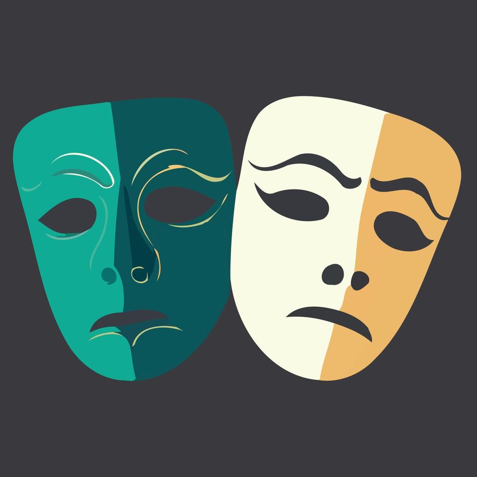 máscaras de teatro dramático de objeto vetor