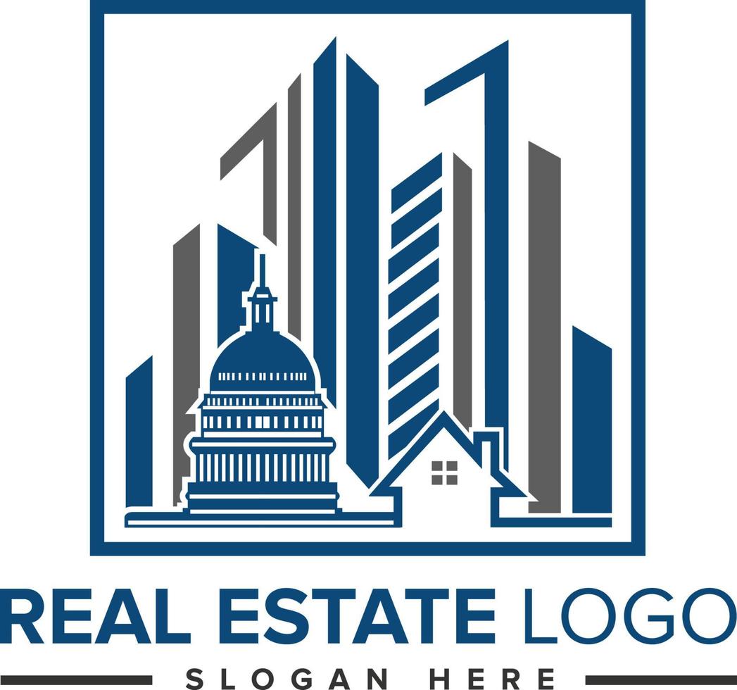 inspiração de design de logotipo de construção imobiliária. vetor grátis de design de logotipo de construção