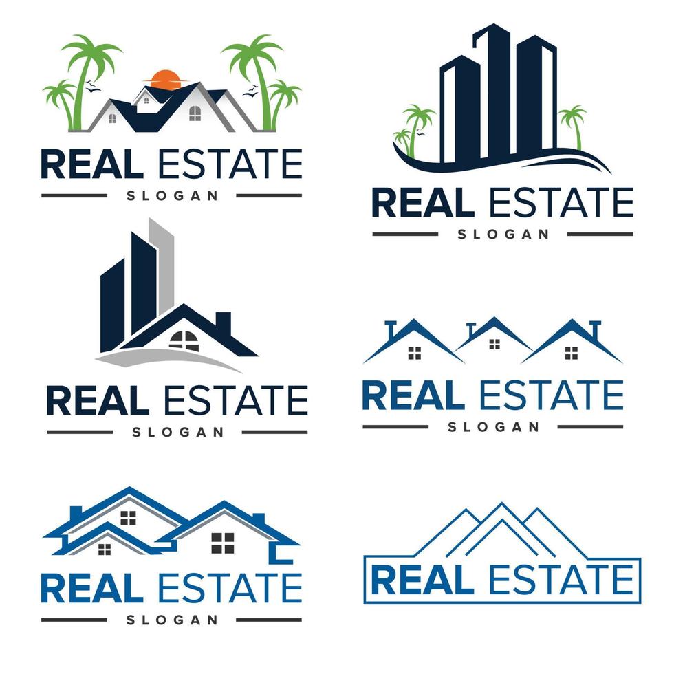 inspiração de design de logotipo de construção imobiliária. vetor grátis de design de logotipo de construção