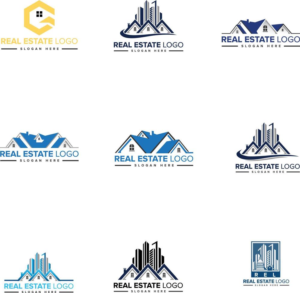 inspiração de design de logotipo de construção imobiliária. vetor grátis de design de logotipo de construção