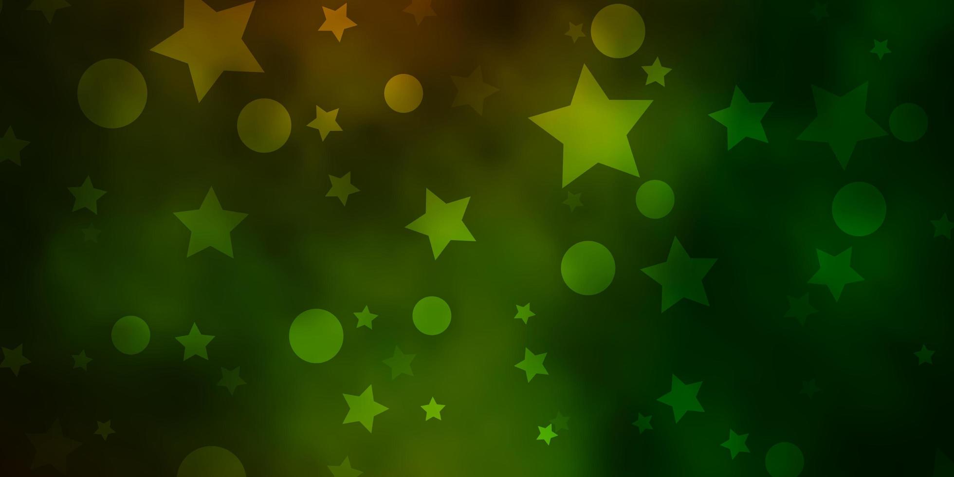 fundo vector verde escuro e amarelo com círculos, estrelas.