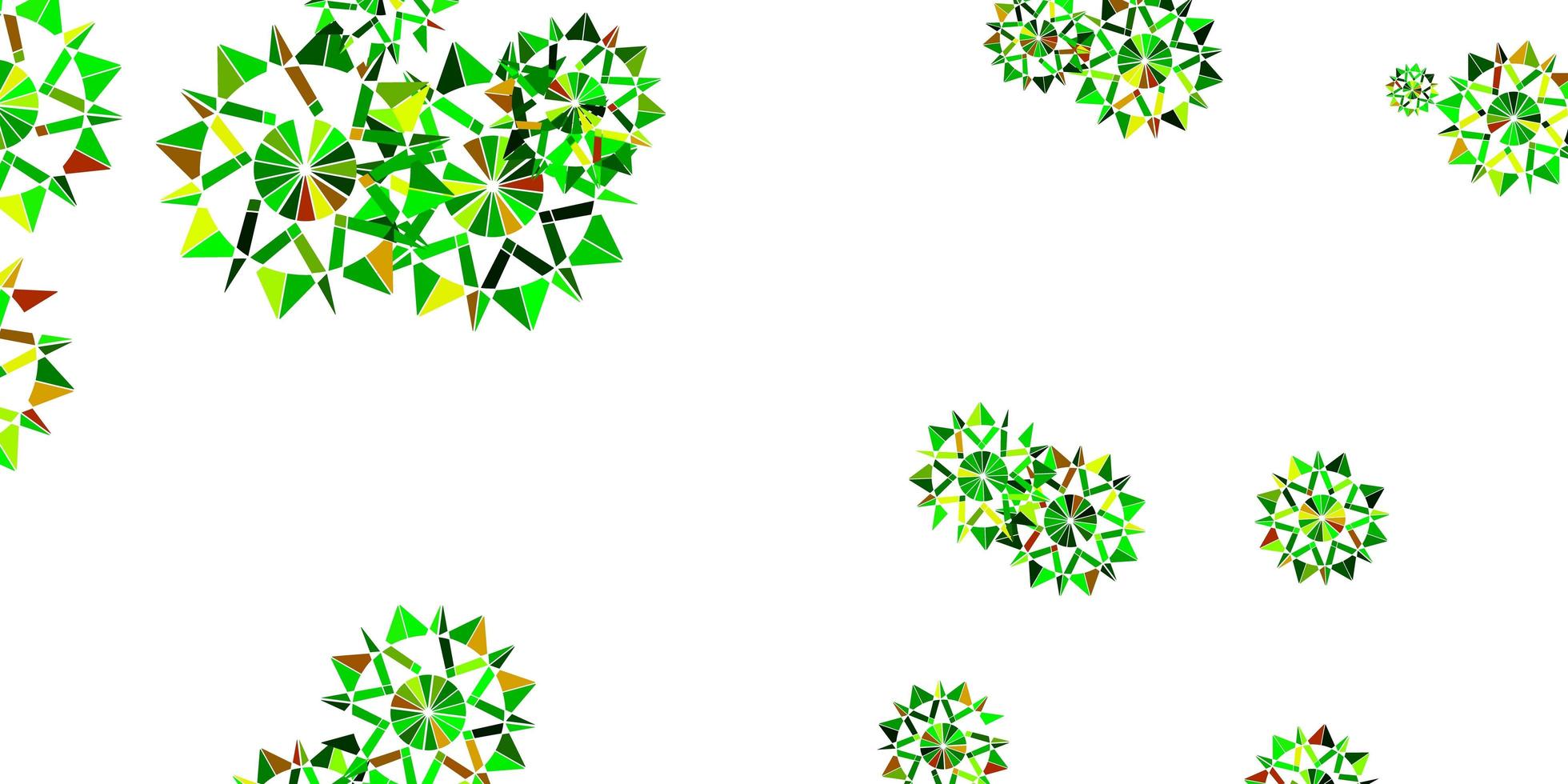 layout de vetor verde e amarelo claro com lindos flocos de neve.