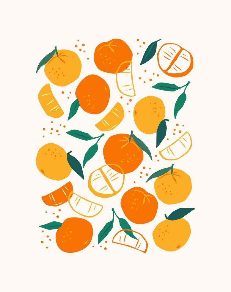 Cópia da arte. tangerinas abstratas. design moderno para cartazes, cartões, capa, camiseta e muito mais vetor